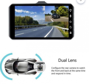 busybestbuy לרכב  Touch Screen Dash Cam 4" 1080P Dual Lens Car DVR Recorder Front and Rear Camera