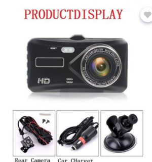 busybestbuy לרכב  Touch Screen Dash Cam 4" 1080P Dual Lens Car DVR Recorder Front and Rear Camera